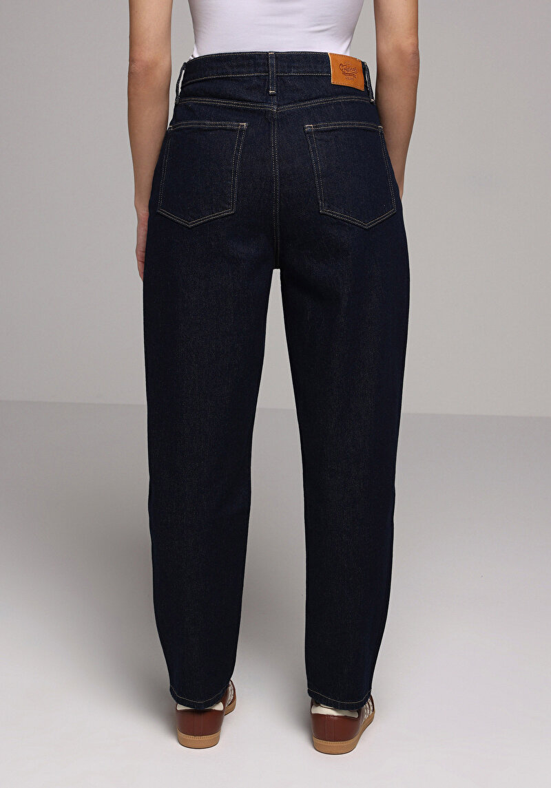 Mom Fit   Kadın Koyu İndigo Jean Pantolon