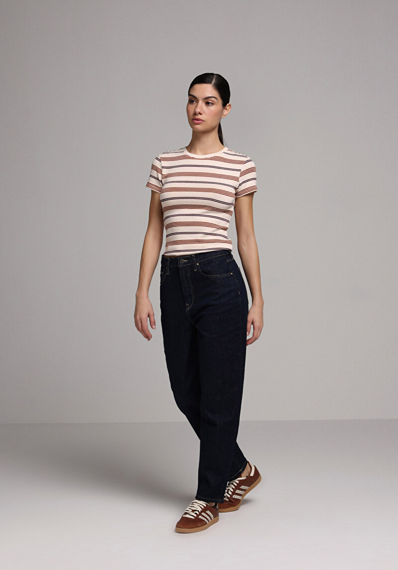 Mom Fit   Kadın Koyu İndigo Jean Pantolon