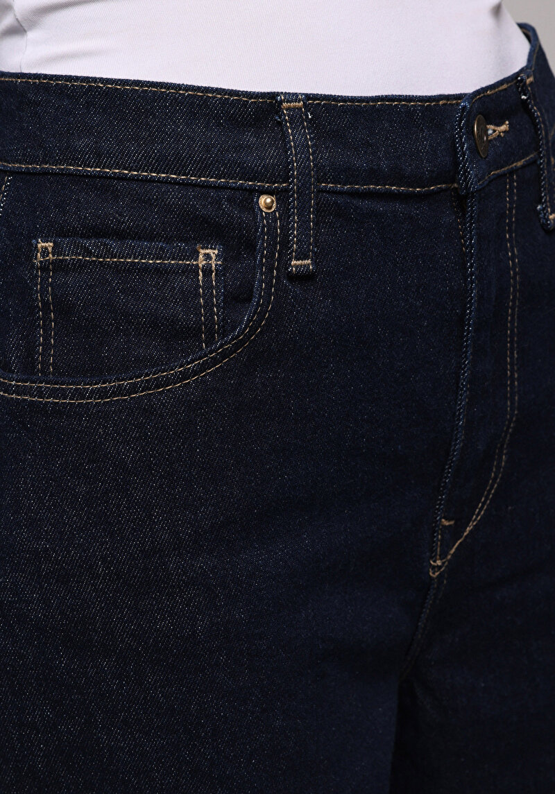 Mom Fit   Kadın Koyu İndigo Jean Pantolon