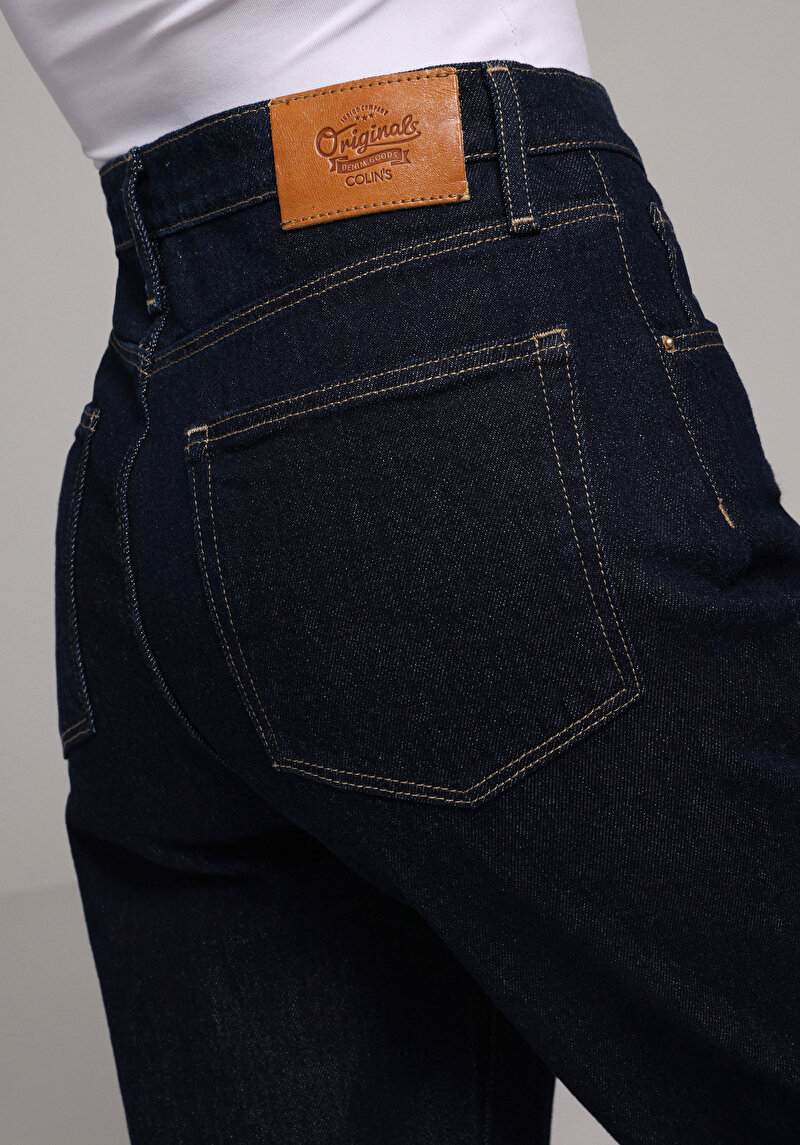 Mom Fit   Kadın Koyu İndigo Jean Pantolon