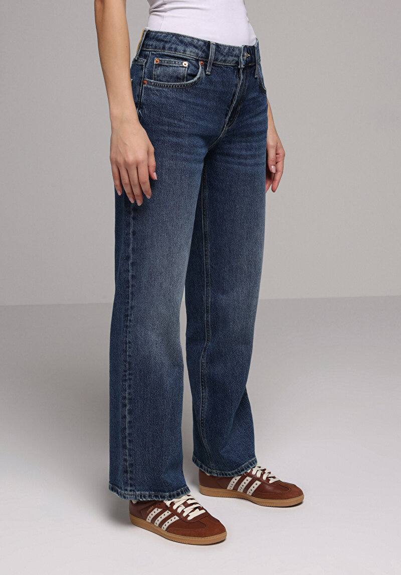 Straight Fit   Kadın İndigo Jean Pantolon
