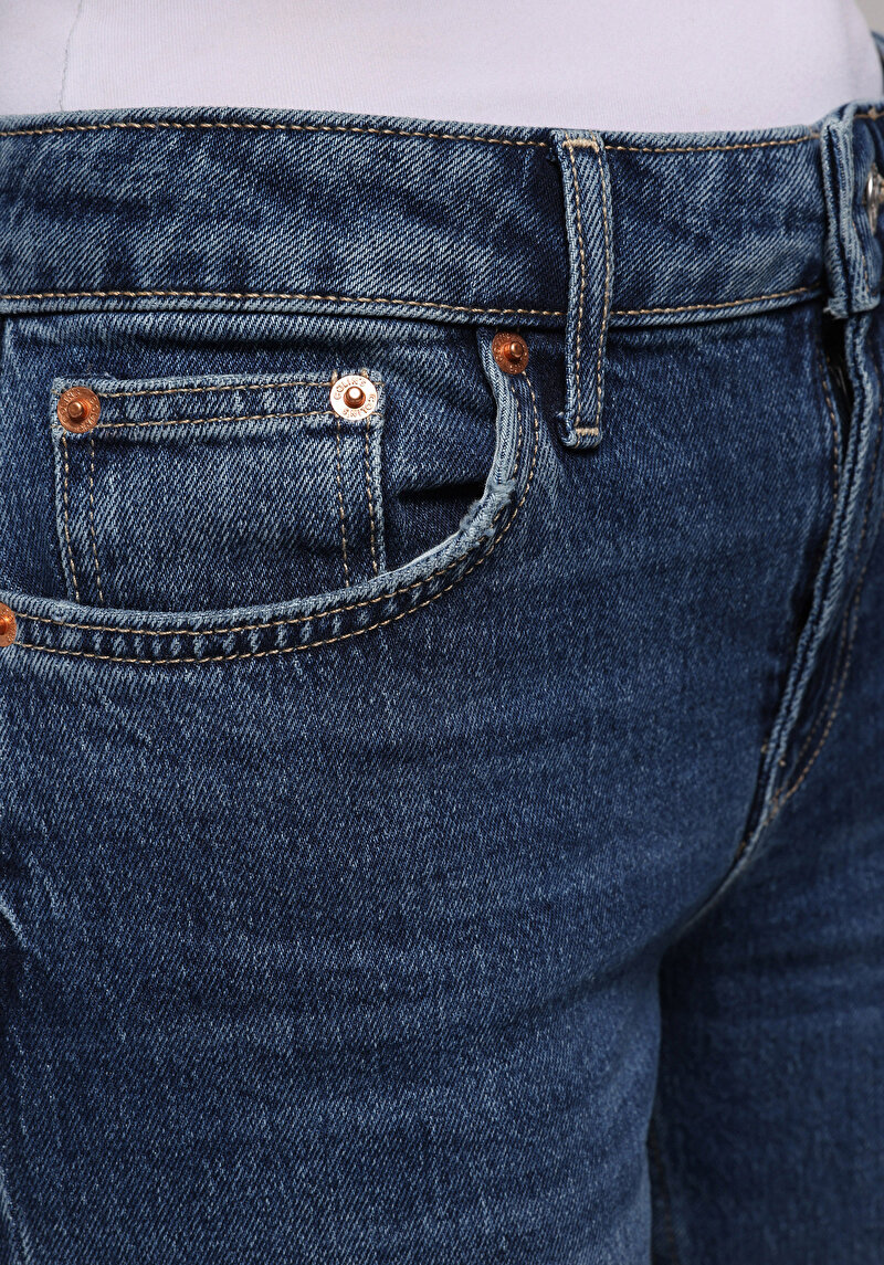 Straight Fit   Kadın İndigo Jean Pantolon