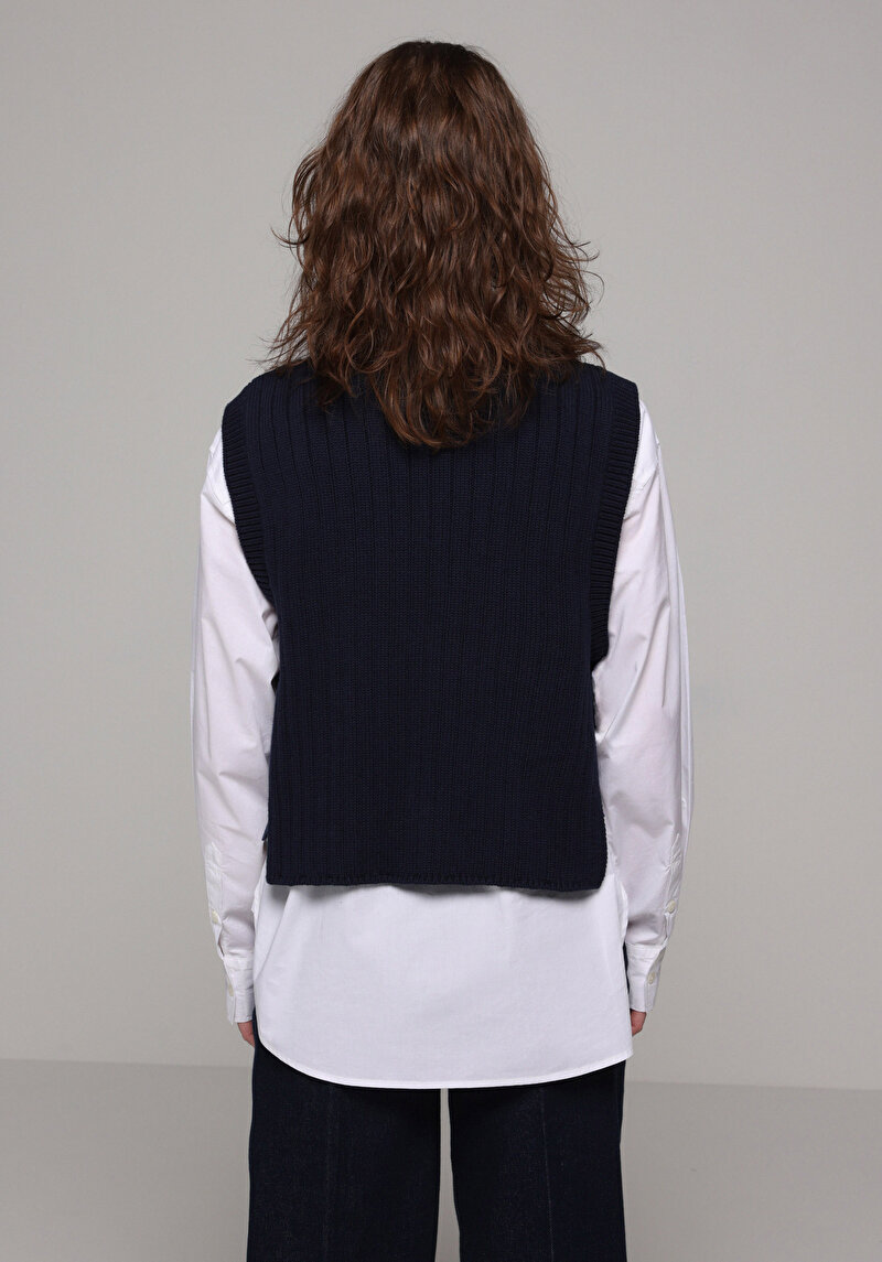 Regular Fit Yuvarlak Yaka Düz Kadın Lacivert Kazak