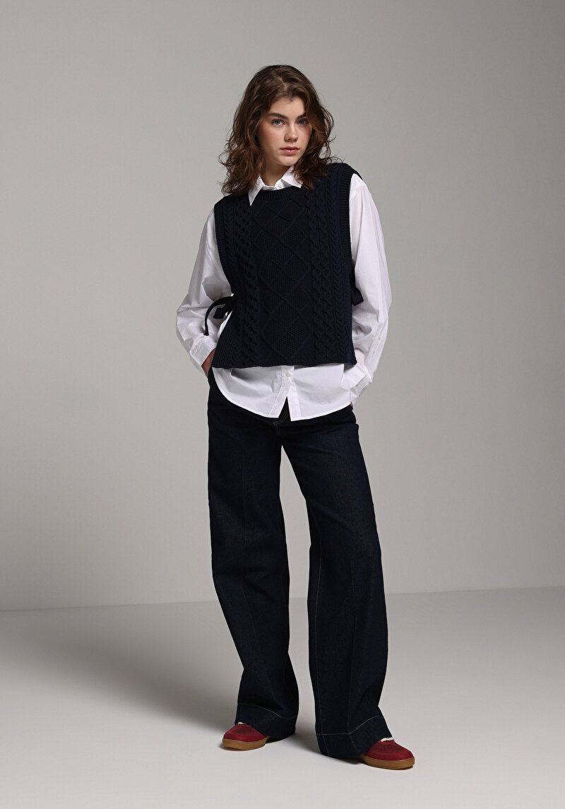 Regular Fit Yuvarlak Yaka Düz Kadın Lacivert Kazak