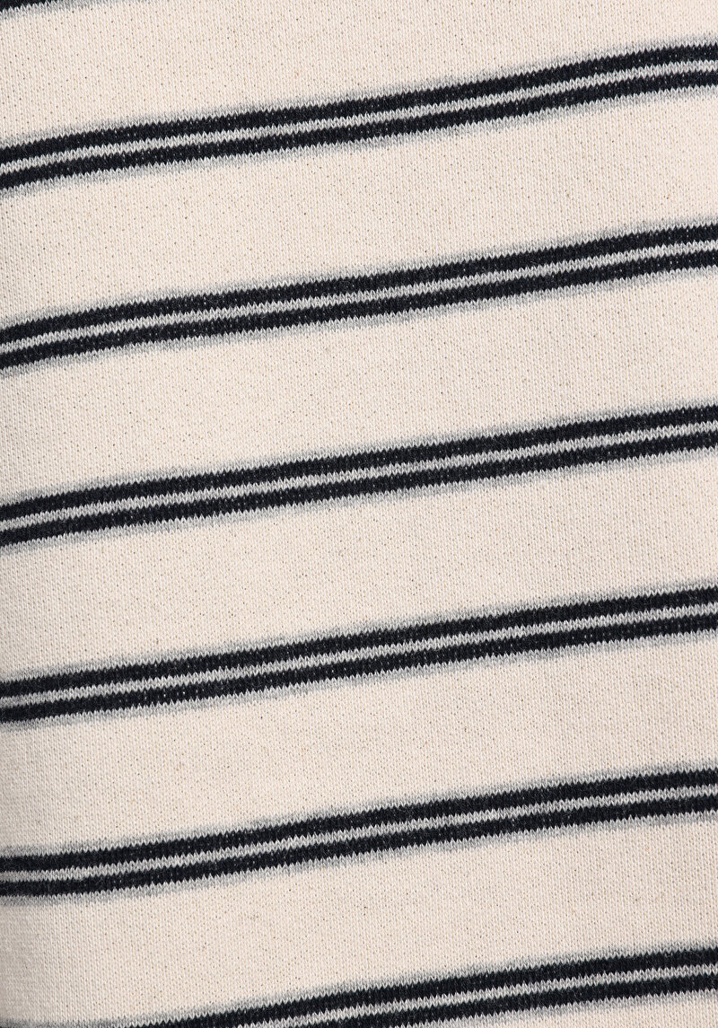 Relax Fit Yuvarlak Yaka Çizgili Kadın Ekru Sweatshirt