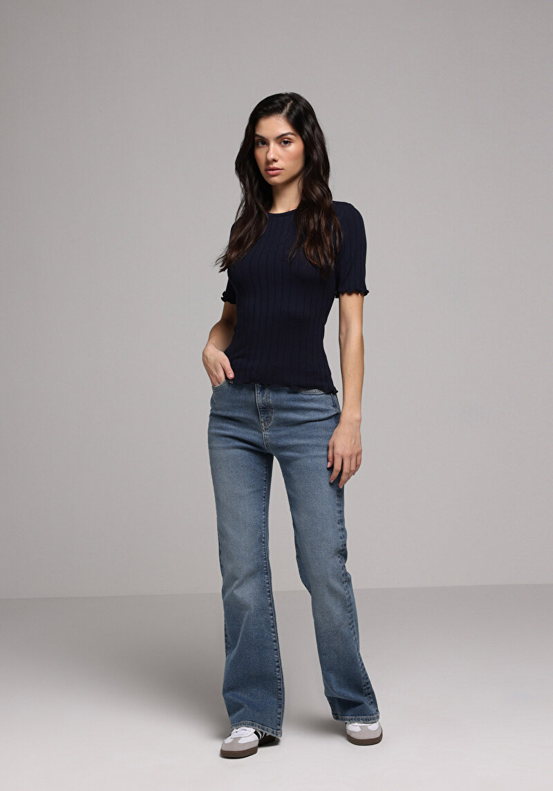 Regular Fit   Kadın Açik İndigo Jean Pantolon