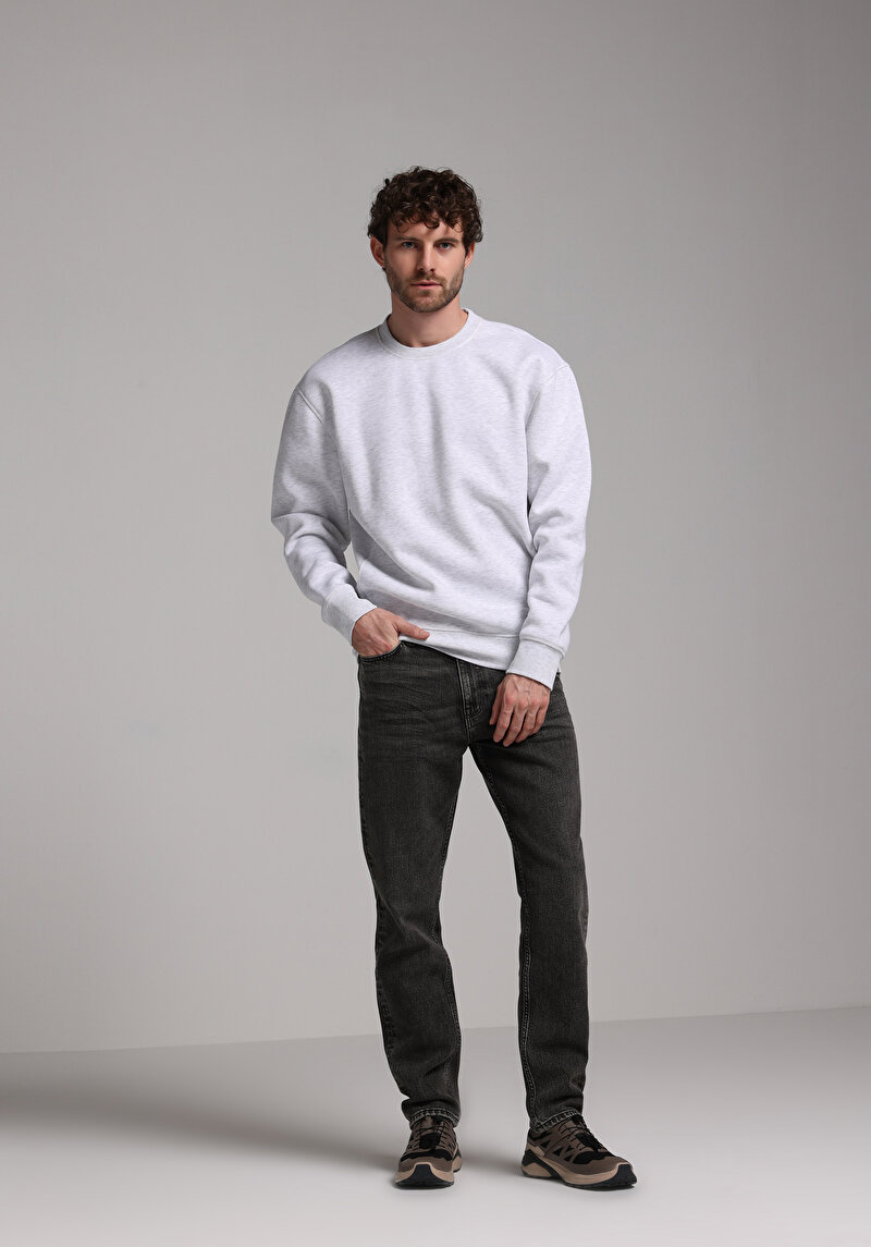 Comfort Fit   Erkek Gri Sweatshirt