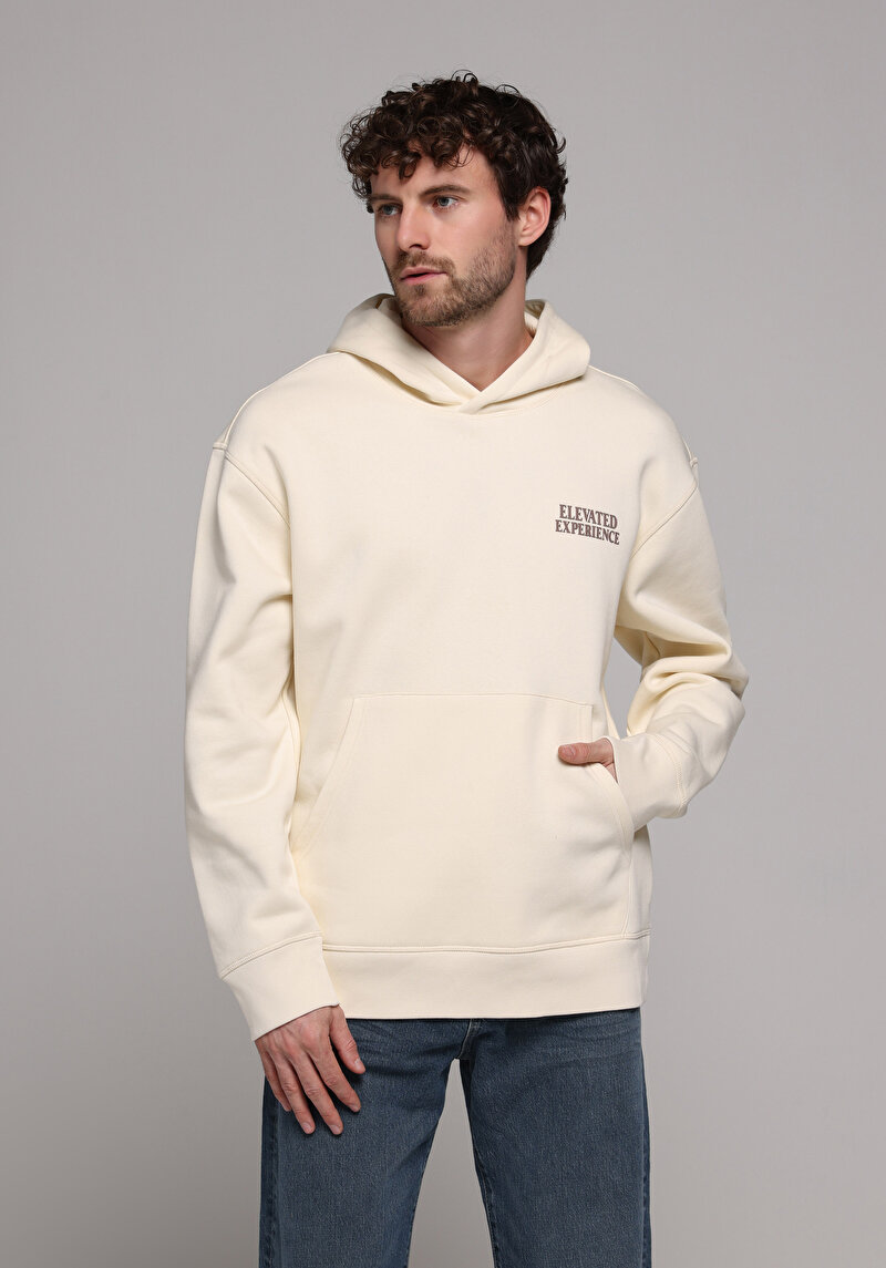 Comfort Fit   Erkek Ekru Sweatshirt