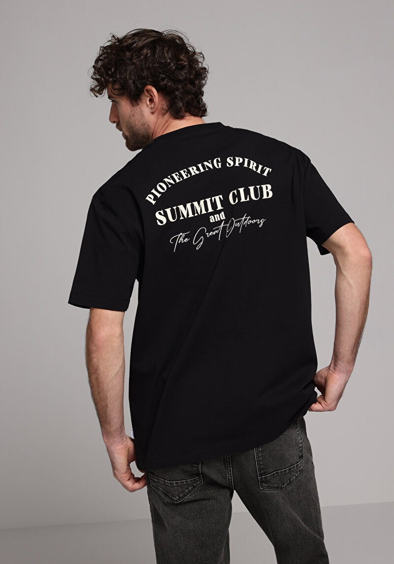 Comfort Fit Yuvarlak Yaka Düz Erkek Siyah Kısa Kol Tişört