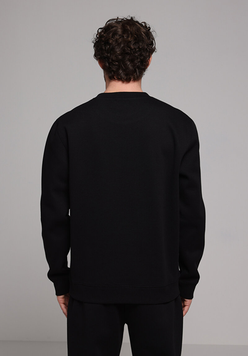 Regular Fit Erkek Siyah Sweatshirt