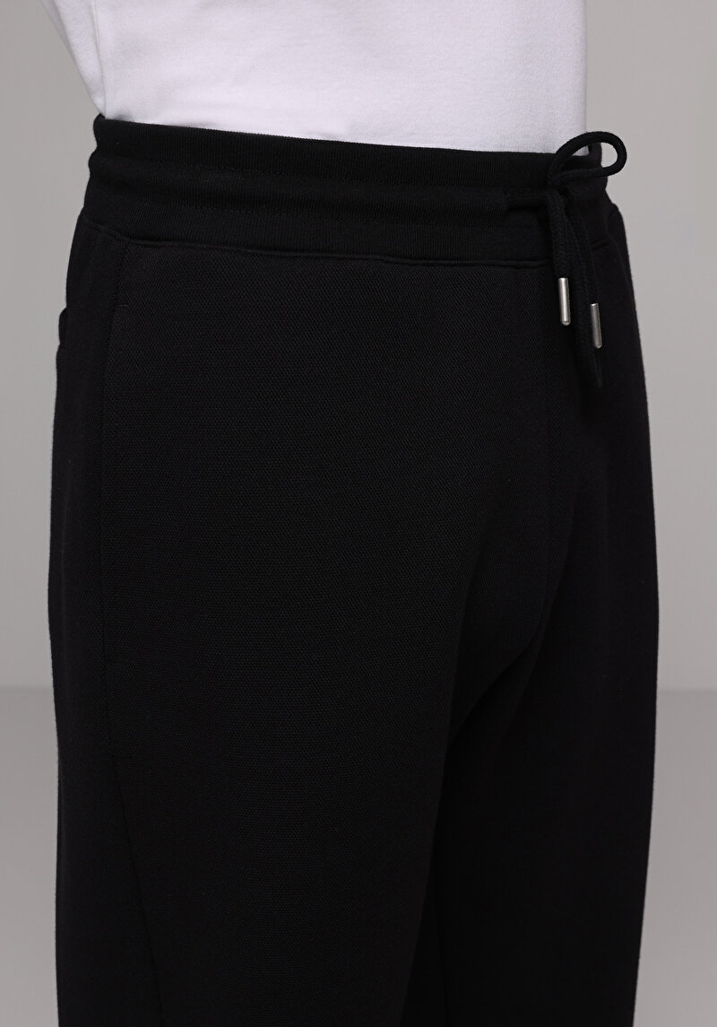 Regular Fit Orta Bel Düz Erkek Siyah Eşofman Altı