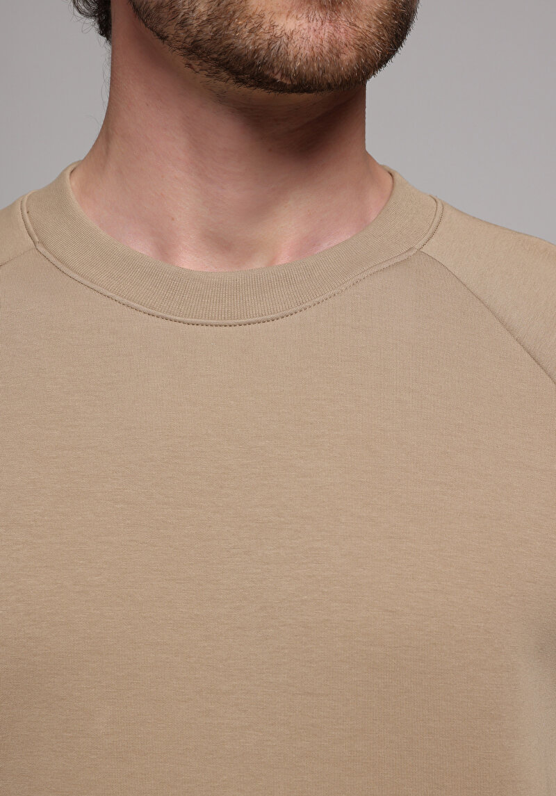 Regular Fit   Erkek Bej Sweatshirt