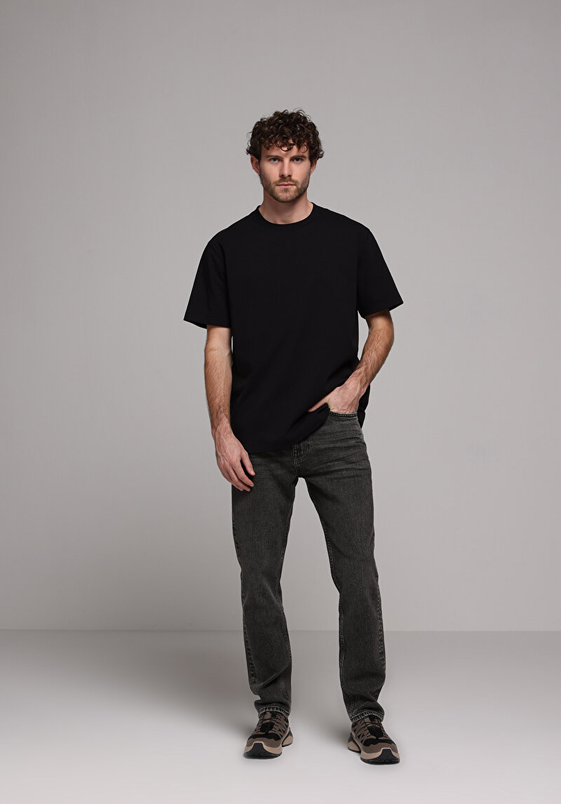 Loose Tapered Fit   Erkek Siyah Jean Pantolon