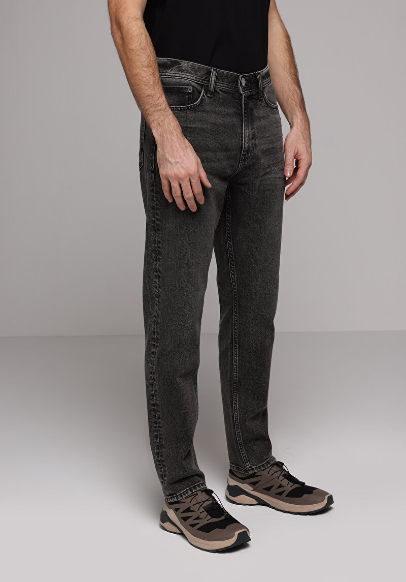Loose Tapered Fit   Erkek Siyah Jean Pantolon