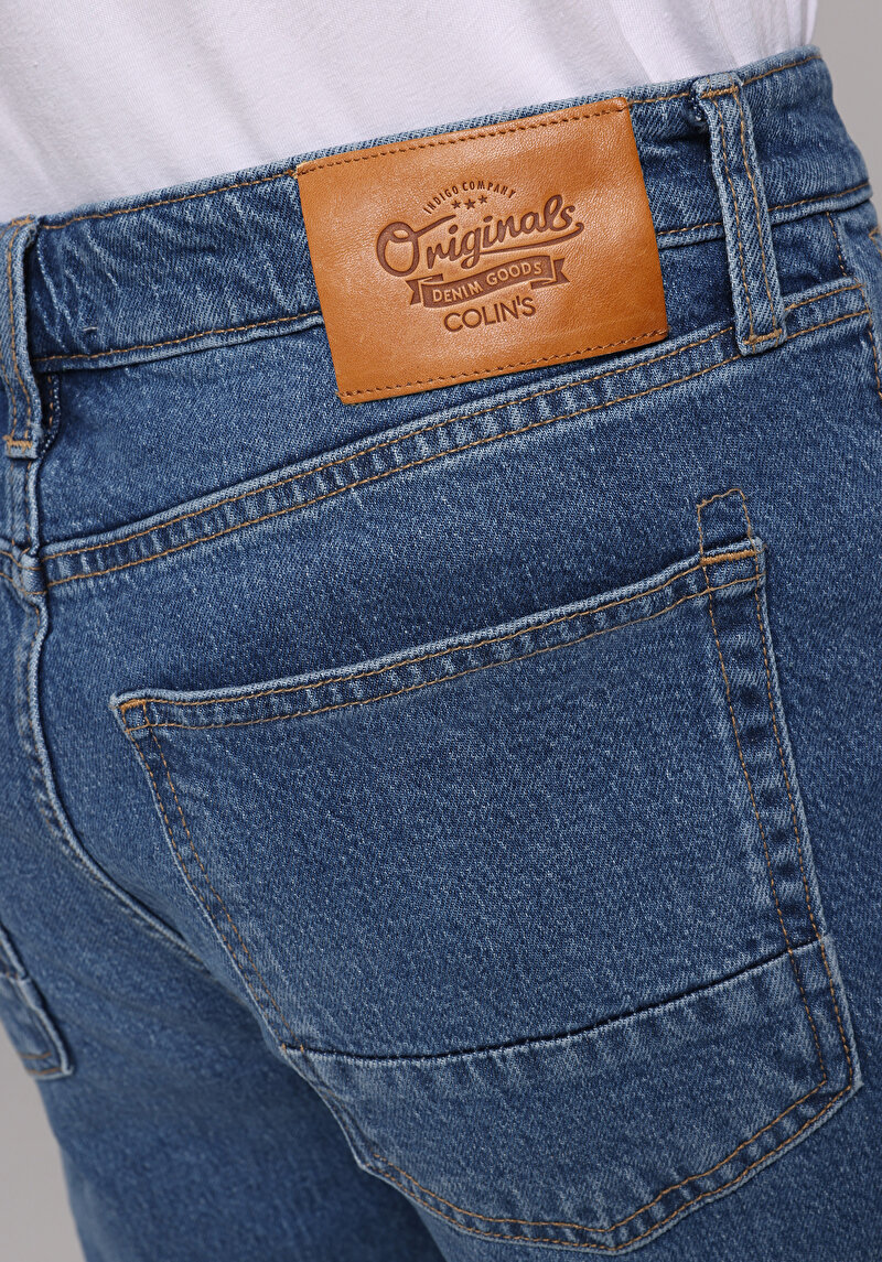 Baggy Fit   Erkek İndigo Jean Pantolon