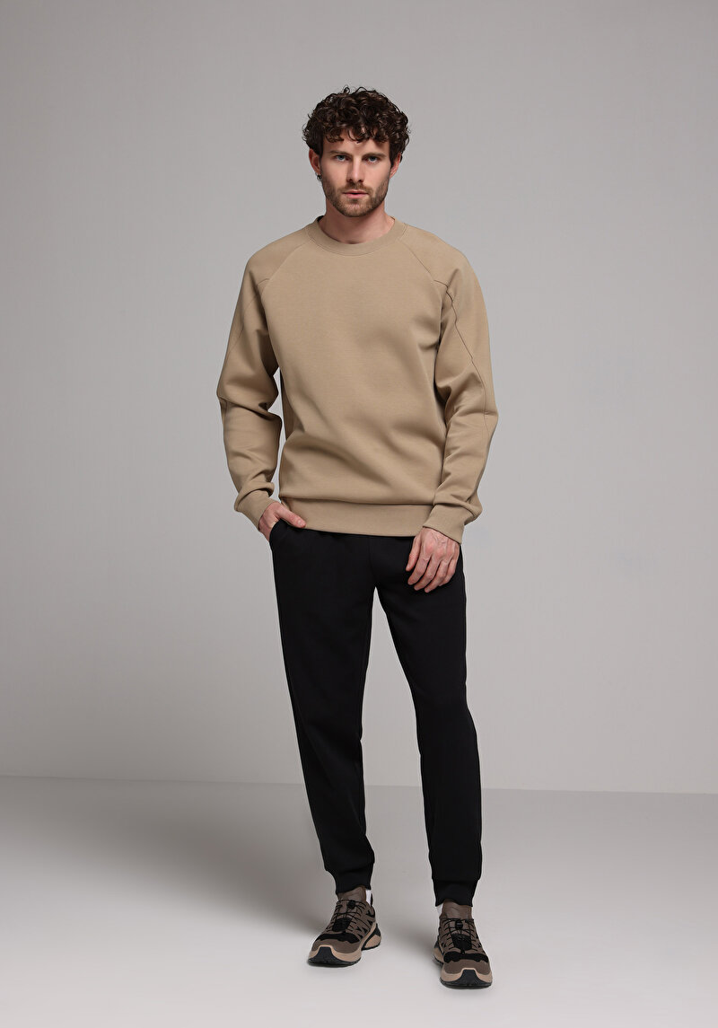 Regular Fit Orta Bel Düz Erkek Siyah Eşofman Altı