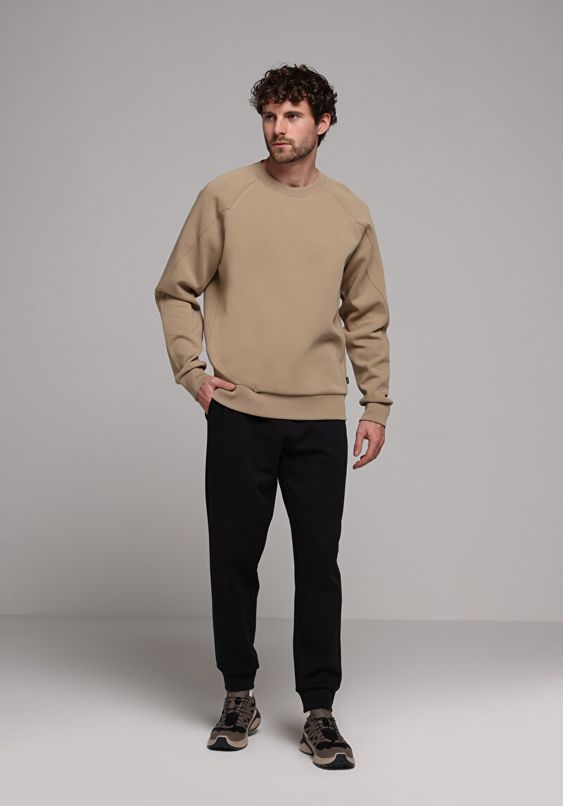 Regular Fit Orta Bel Düz Erkek Siyah Eşofman Altı