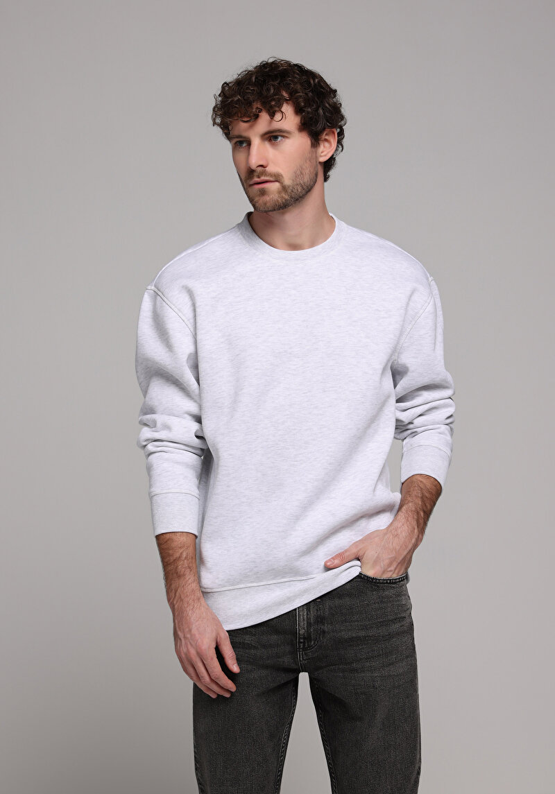 Comfort Fit   Erkek Gri Sweatshirt