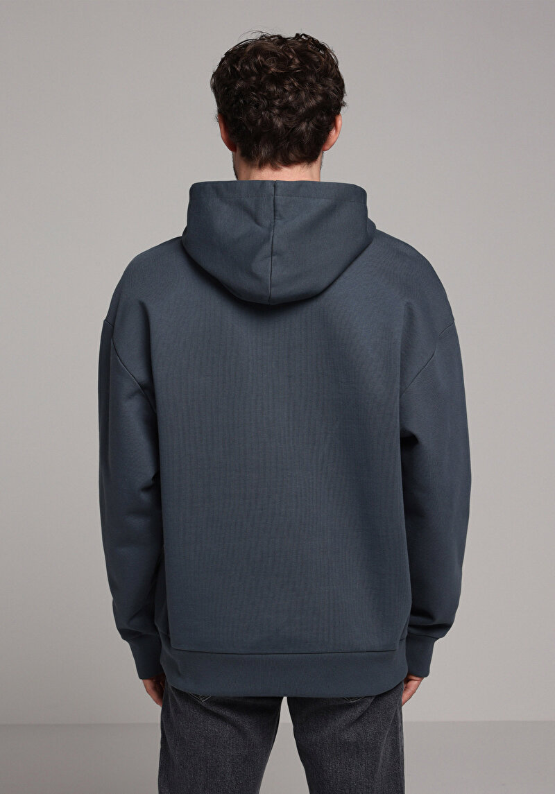 Oversize Fit   Erkek Mavi Sweatshirt