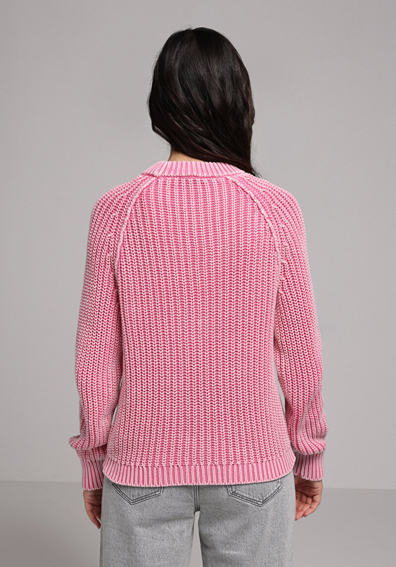 Regular Fit Yuvarlak Yaka Düz Kadın Pembe Kazak
