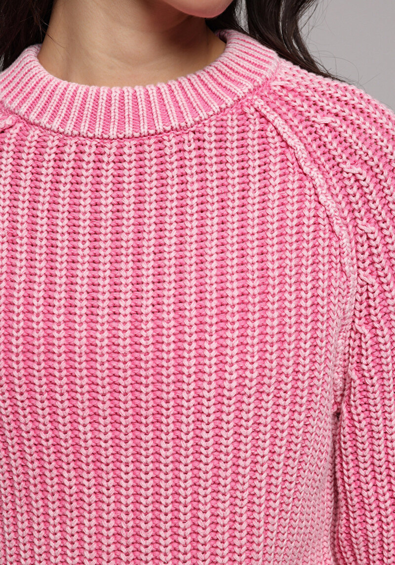 Regular Fit Yuvarlak Yaka Düz Kadın Pembe Kazak