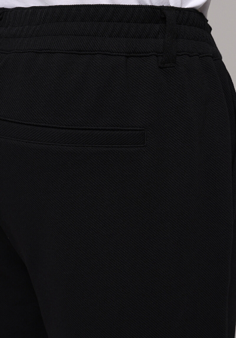 Regular Fit Orta Bel Düz Paça Erkek Siyah  Pantolon