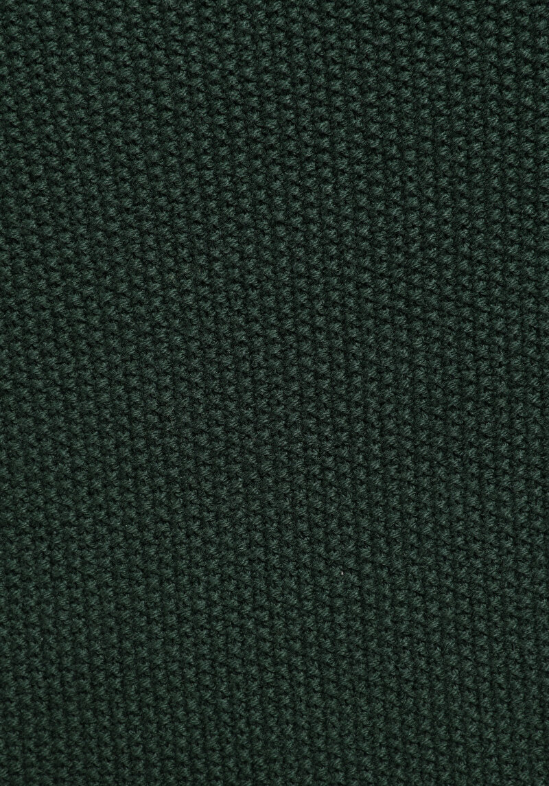 Regular Fit Yuvarlak Yaka Jakarlı Erkek Yeşil Kazak