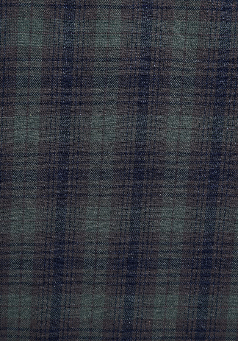 Regular Fit Shirt Neck Ekoseli Erkek Yeşil Uzun Kol Gömlek