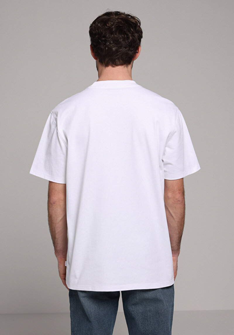 Comfort Fit Yuvarlak Yaka Düz Erkek Beyaz Kısa Kol Tişört
