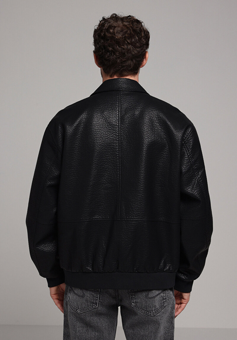 Regular Fit Erkek Siyah Mont Pu