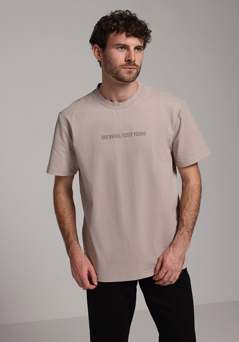 Comfort Fit Yuvarlak Yaka Düz Erkek Taş Kısa Kol Tişört