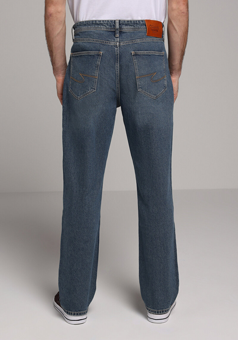 Regular Fit Erkek İndigo Jean Pantolon