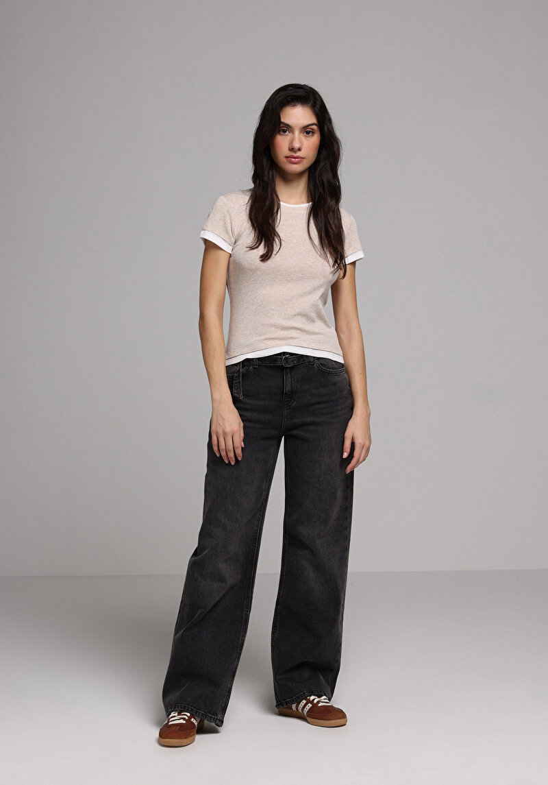 Regular Fit Kadın Siyah Jean Pantolon