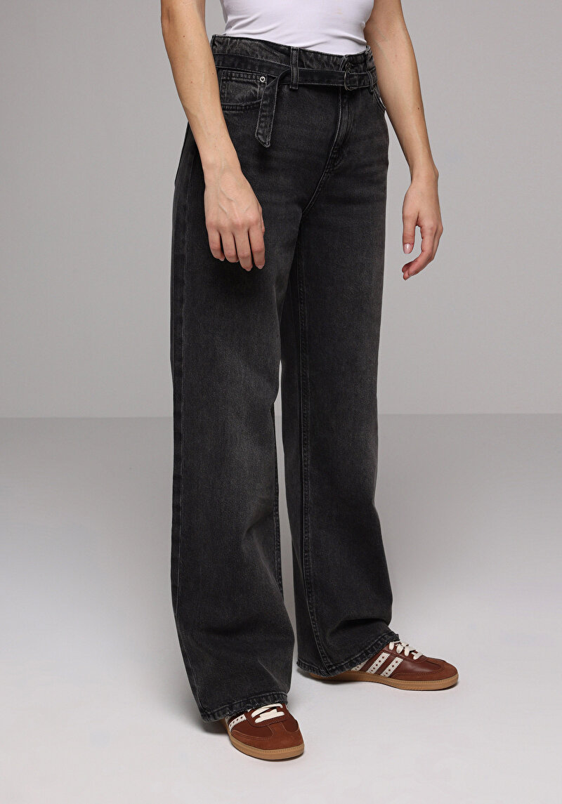 Regular Fit Kadın Siyah Jean Pantolon