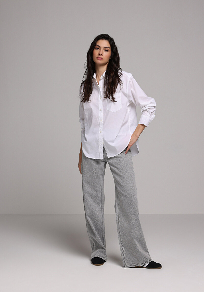 Regular Fit Kadın Grey Denim Jean Pantolon