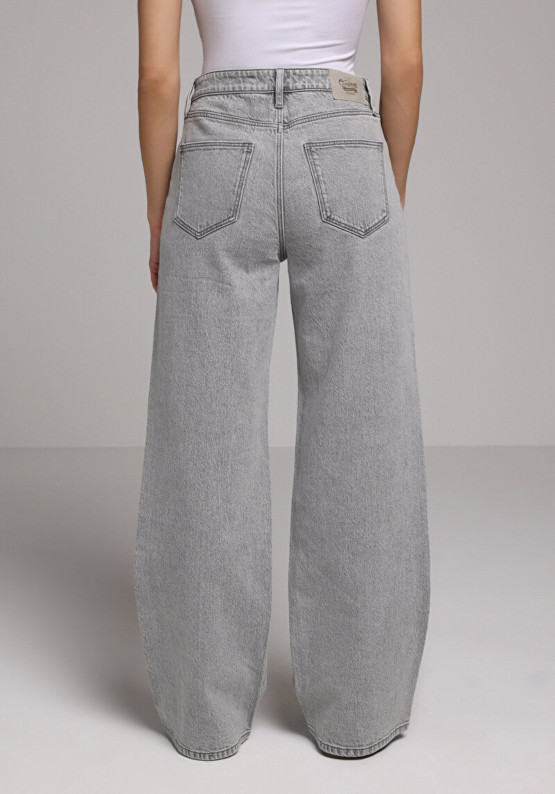 Regular Fit   Kadın Grey Denim Jean Pantolon