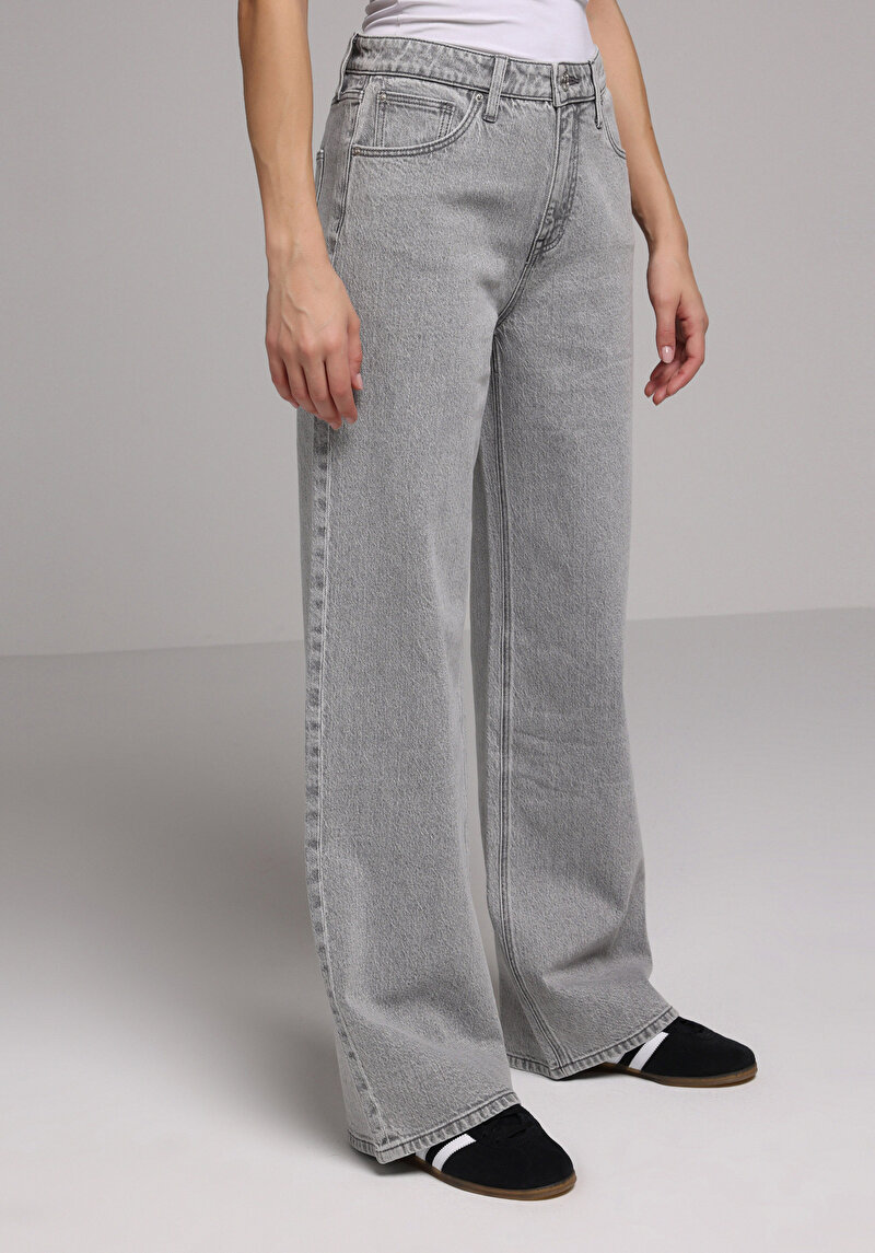 Regular Fit   Kadın Grey Denim Jean Pantolon