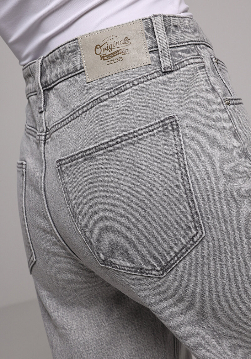 Regular Fit   Kadın Grey Denim Jean Pantolon