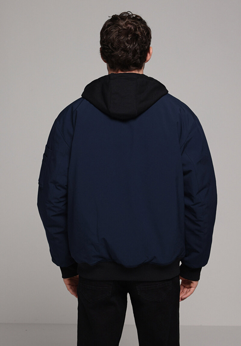 Oversize Fit     Erkek Lacivert Mont