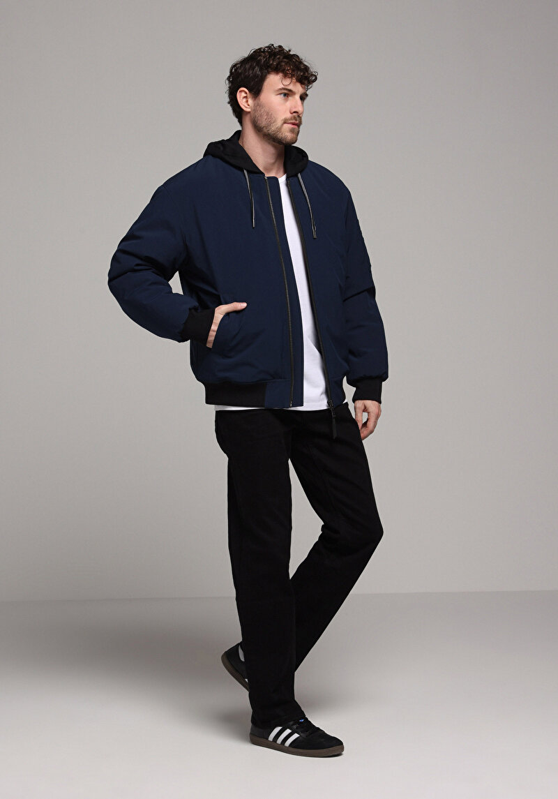 Oversize Fit Erkek Lacivert Mont