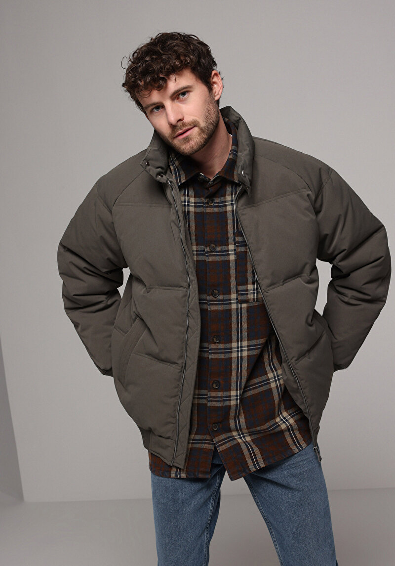 Regular Fit     Erkek Yeşil Mont