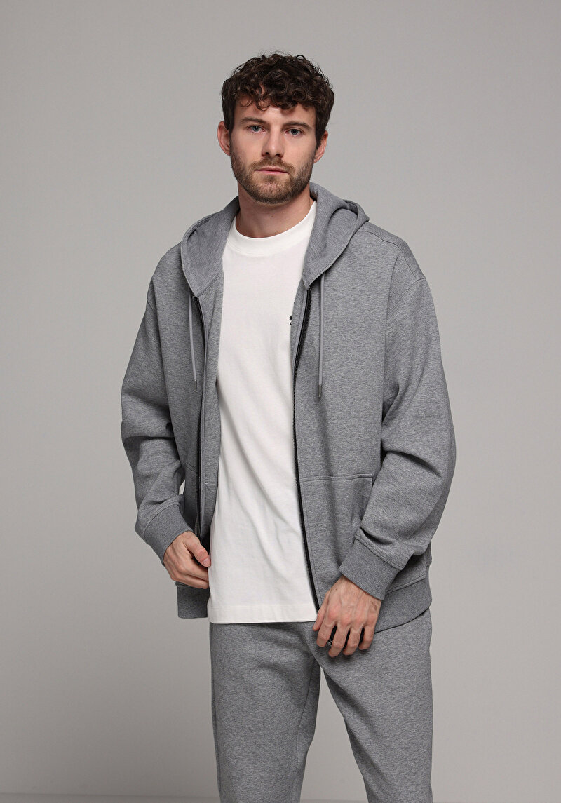 Oversize Fit Erkek Gri Sweatshirt