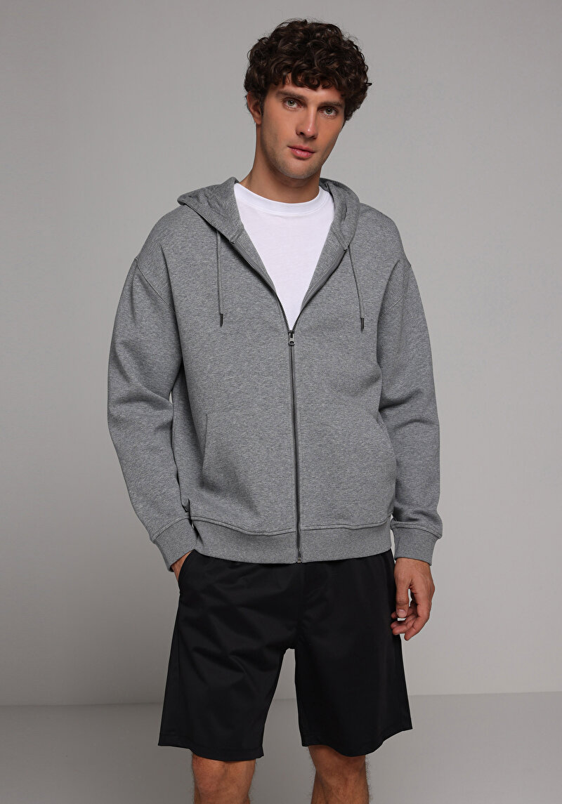 Oversize Fit Erkek Gri Sweatshirt