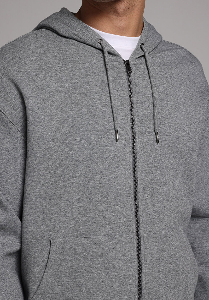 Oversize Fit Erkek Gri Sweatshirt