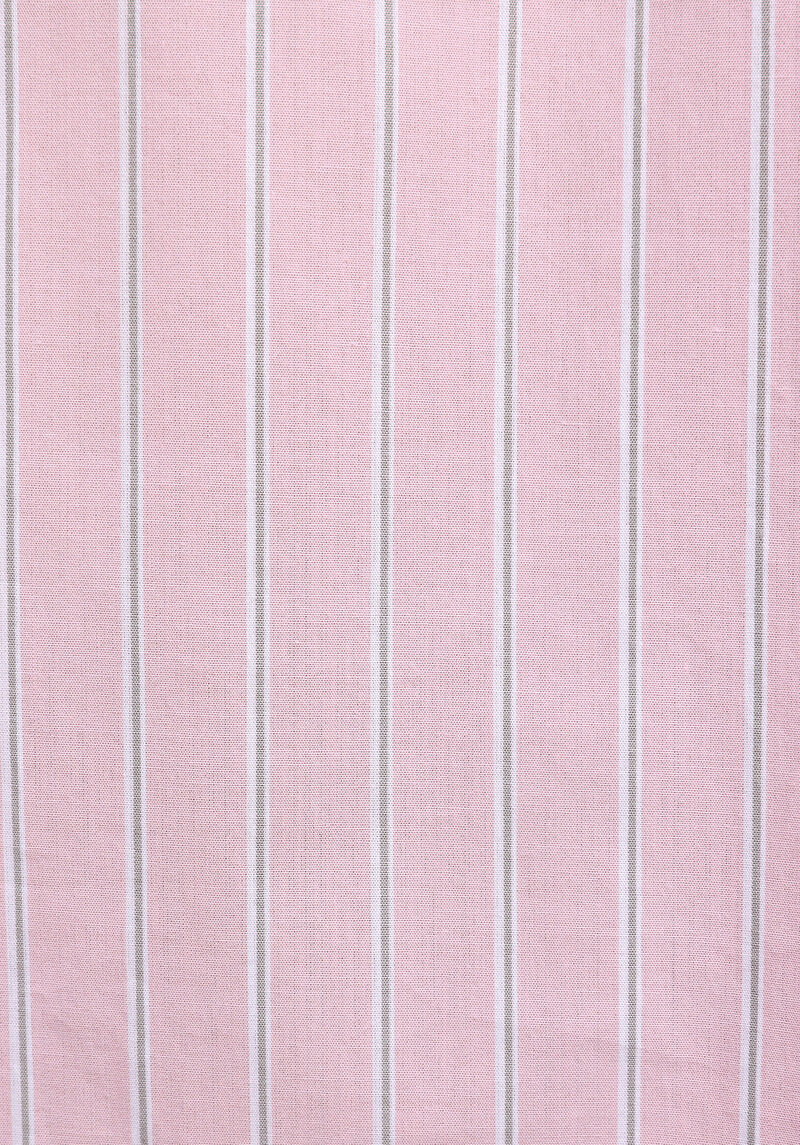 Oversize Fit Shirt Neck Çizgili Kadın Pembe Uzun Kol Gömlek