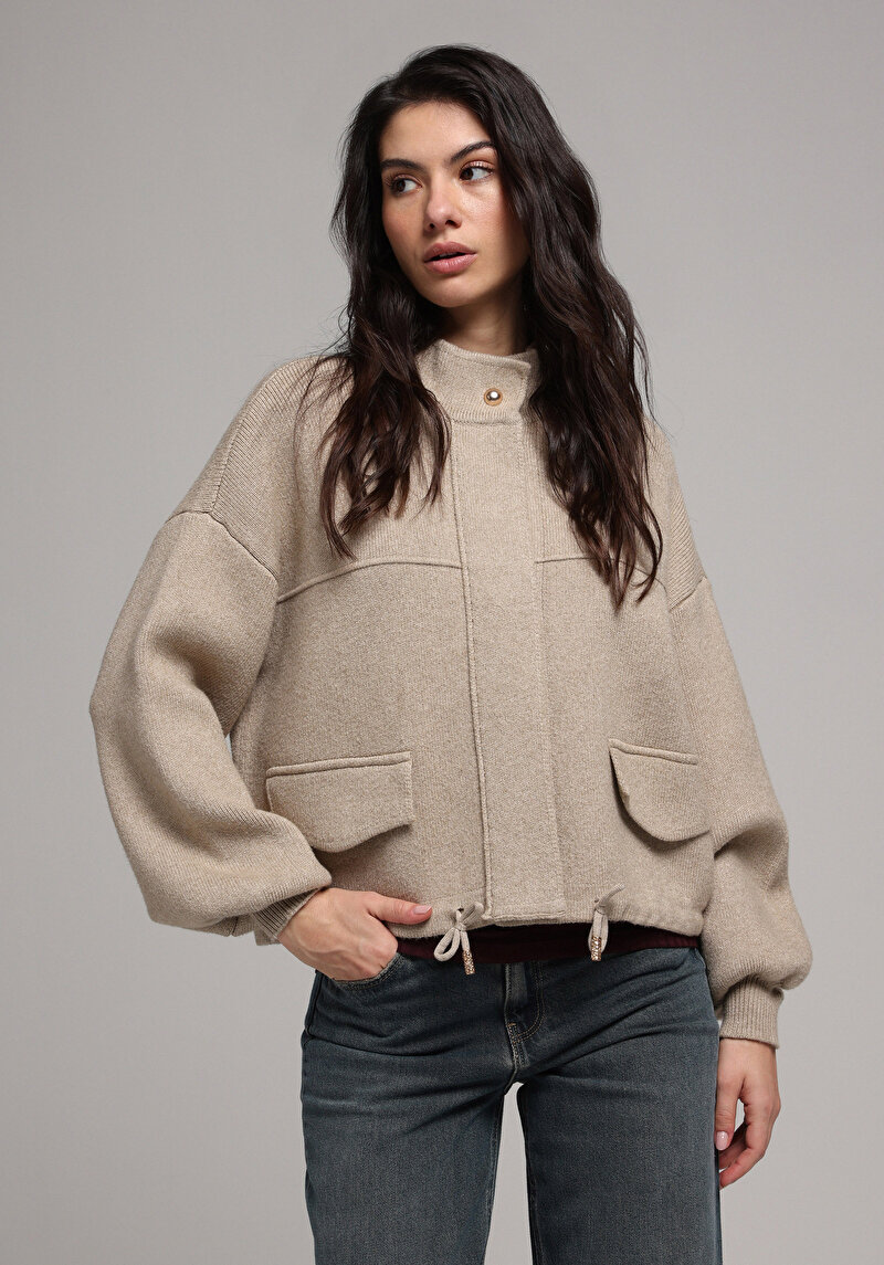 Regular Fit Kadın Bej Hırka