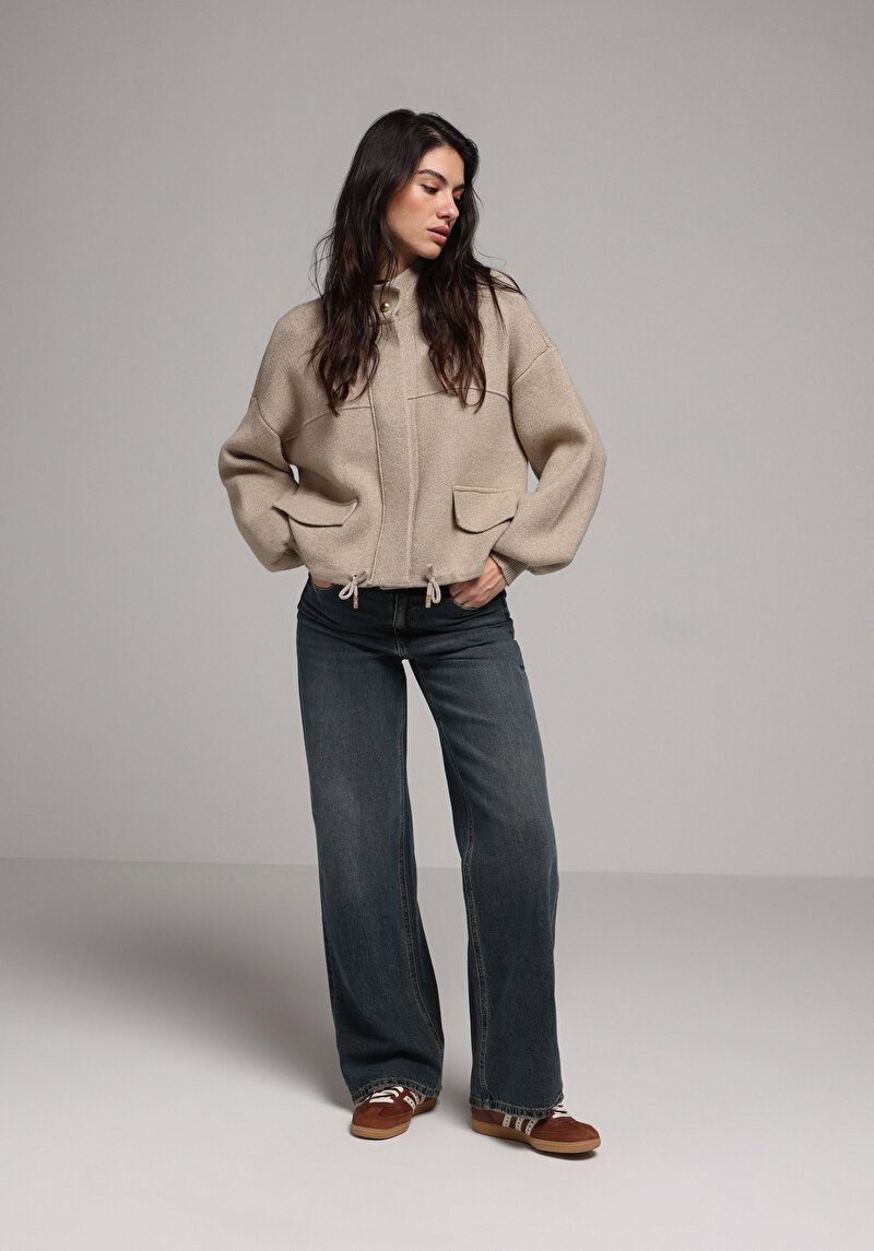 Regular Fit Kadın Bej Hırka