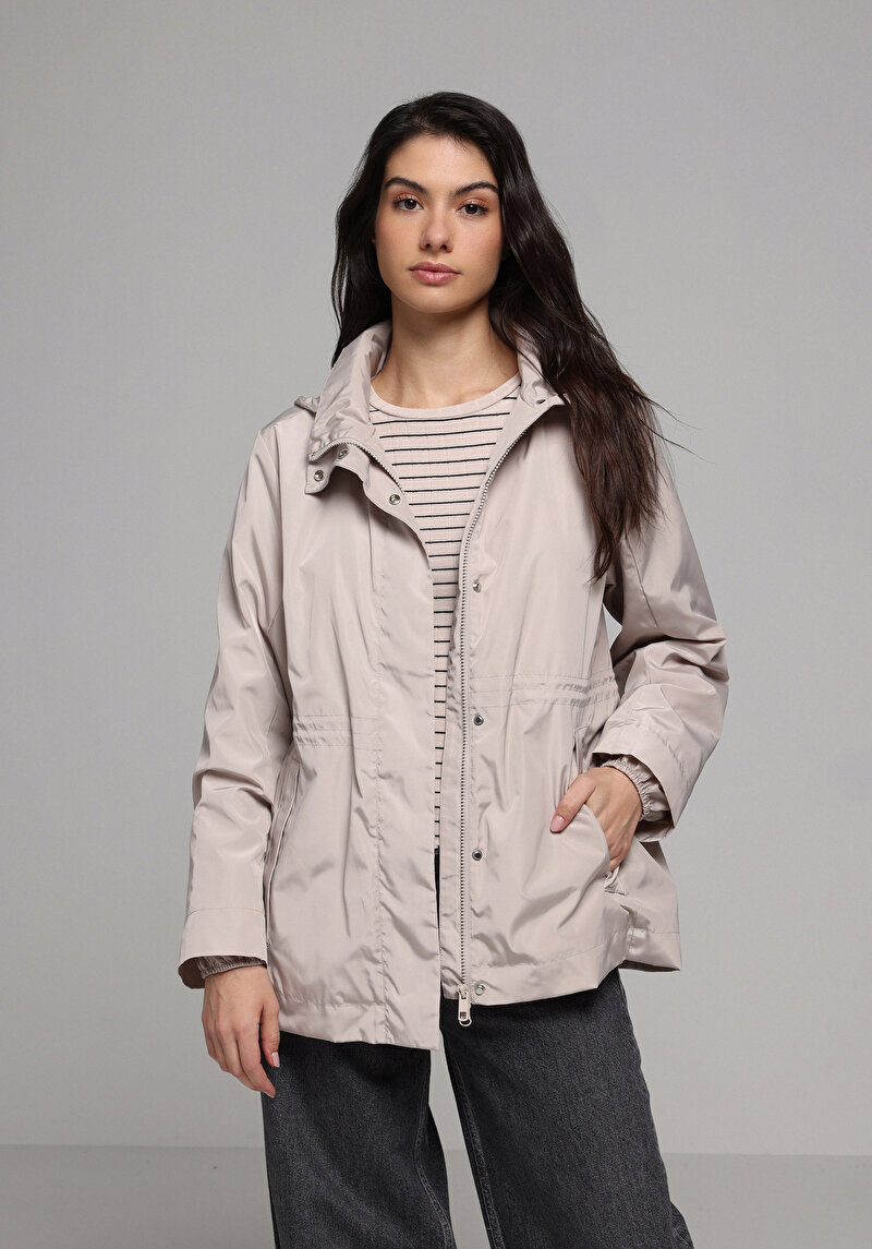 Regular Fit Kadın Bej Yağmurluk