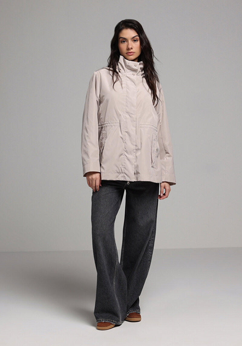 Regular Fit Kadın Bej Yağmurluk