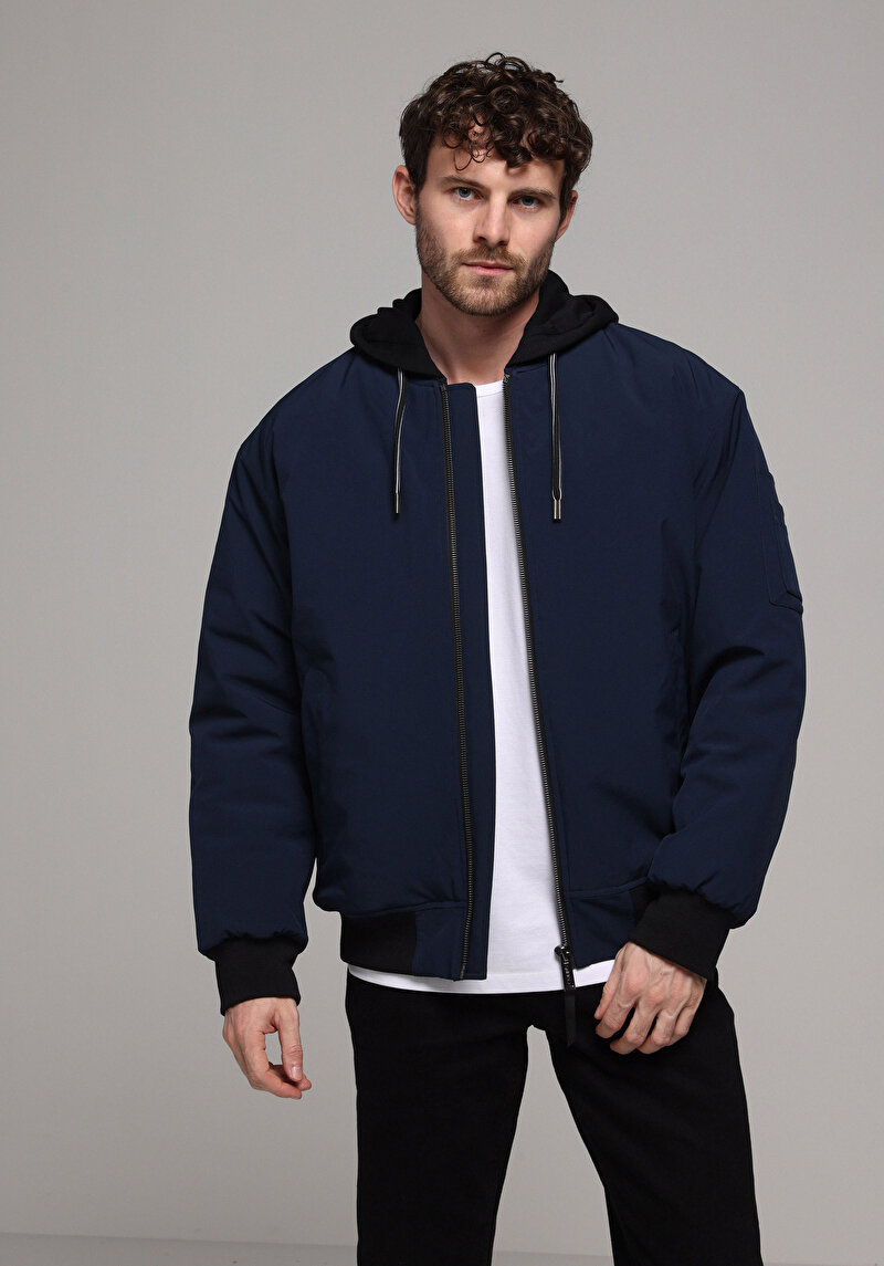 Oversize Fit Erkek Lacivert Mont